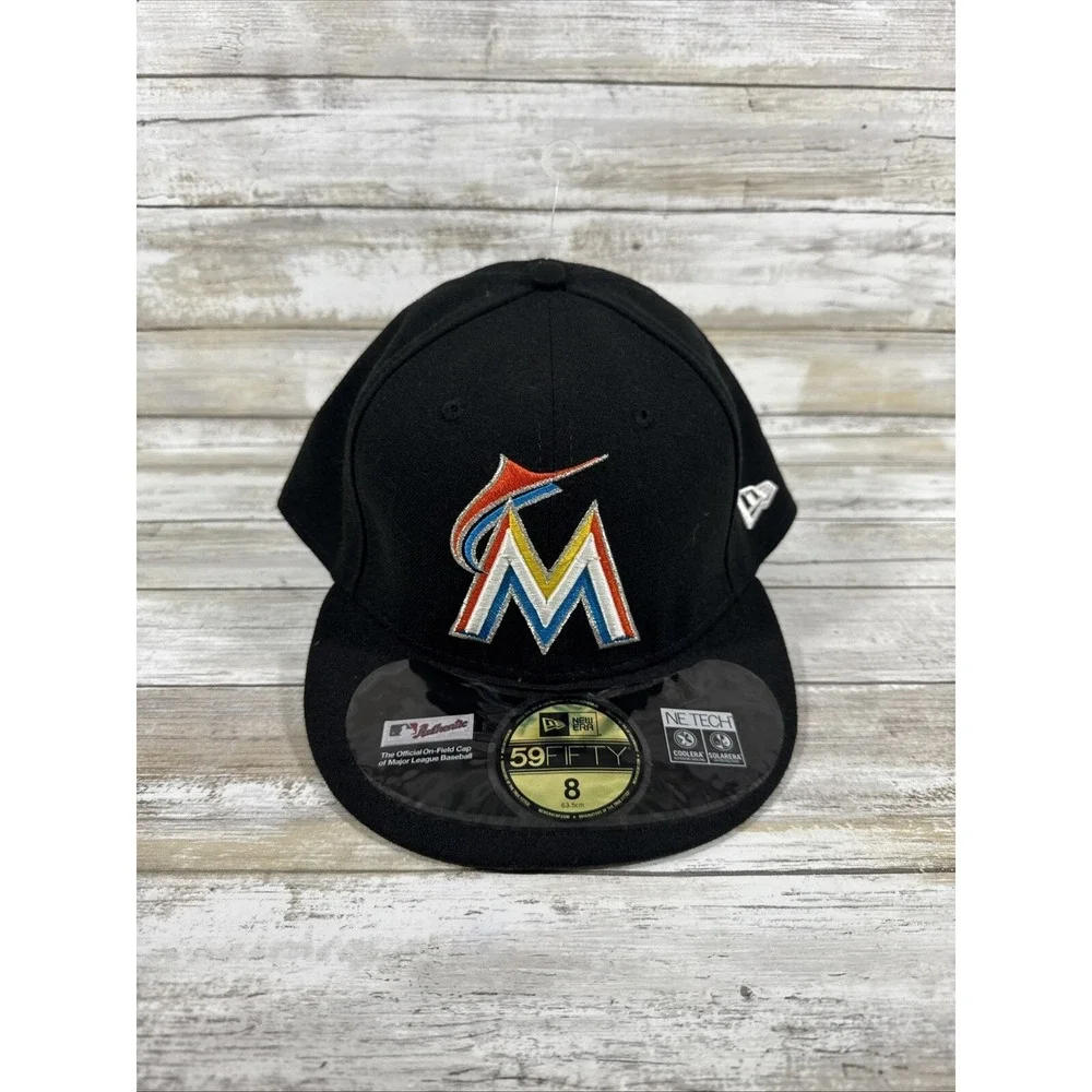 New Era 59Fifty MLB Miami Marlins Cap Authentic Black On Field‎ Fitted Hat